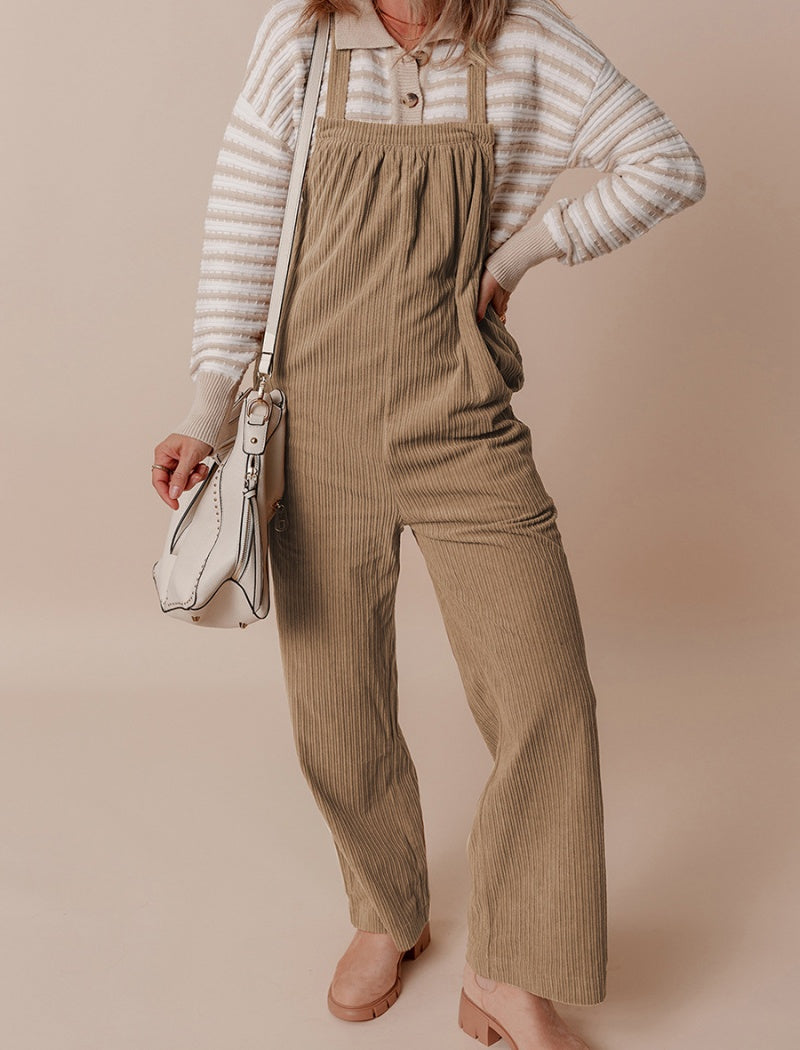Multi-pocket Corduroy Overalls