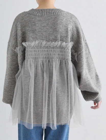 Mesh Patchwork Knitted Sweater