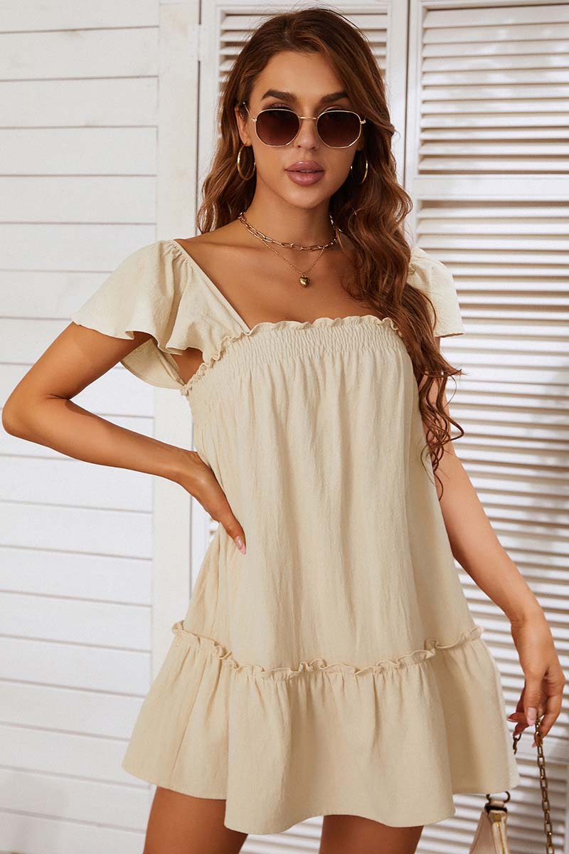 Ruffle Sleeve Tiered Mini Dress