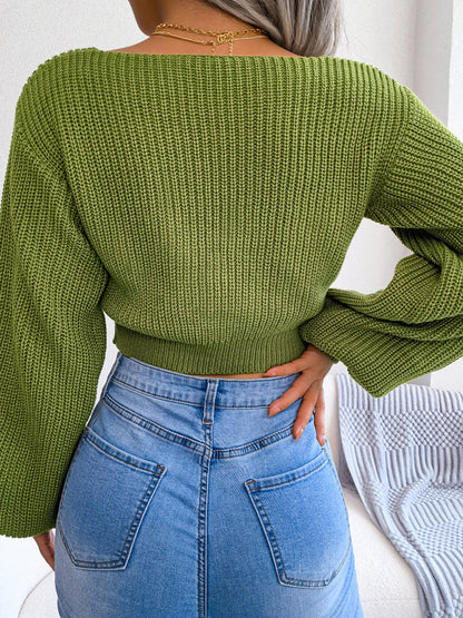 Tie-Front Knit Crop Top