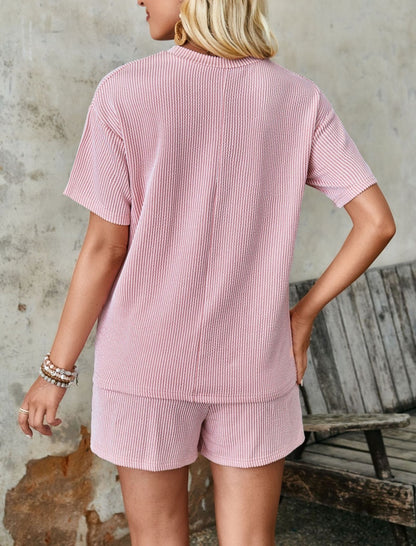 Striped Short Sleeve Lounge Set