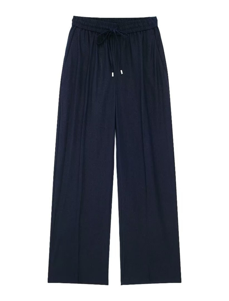 Drawstring Waist Wide-Leg Pants