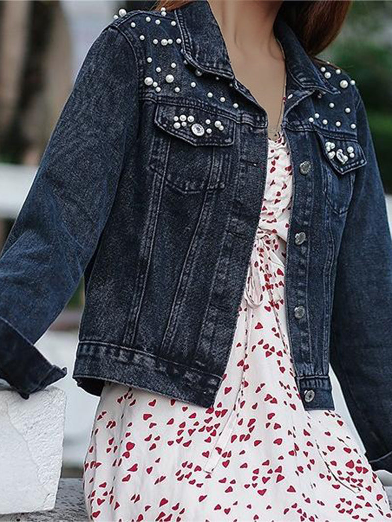 Pearl Embellished Denim Jacket