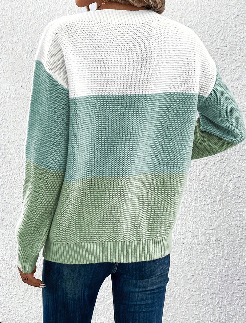 Color Block Casual Knit Sweater