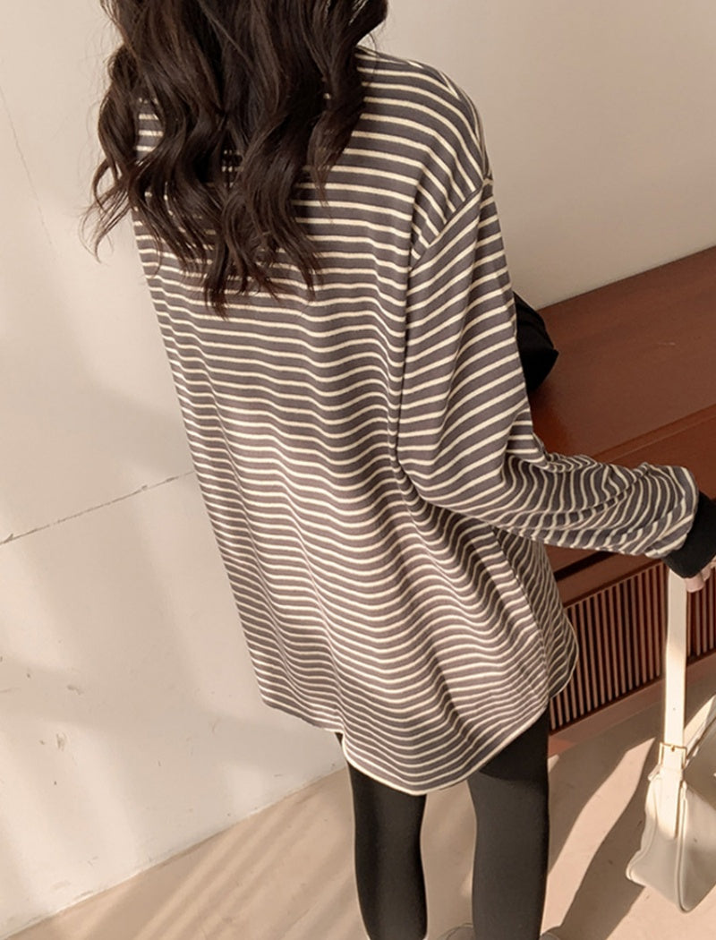 Striped Oversized Side-Slit Top