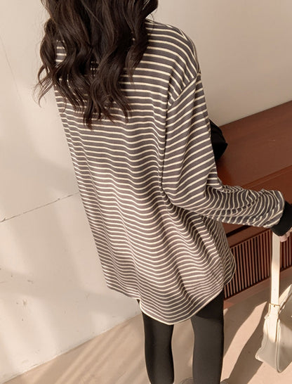 Striped Oversized Side-Slit Top