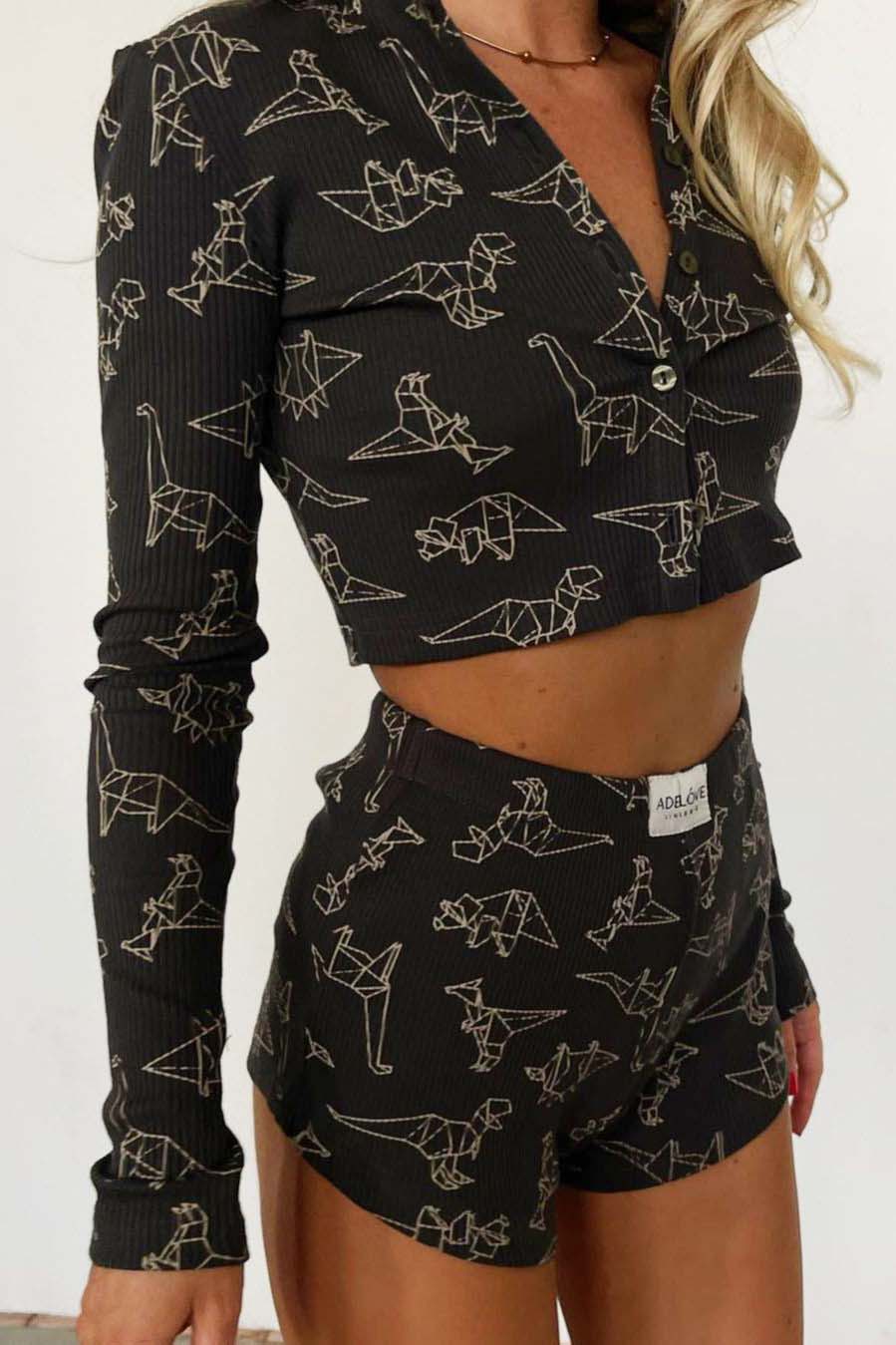 Constellation Print Crop Top and Shorts Set