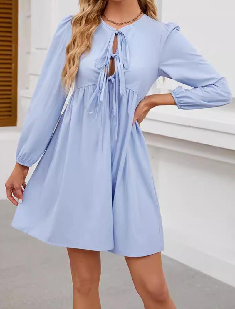 Lace-Up A Line Mini Dress