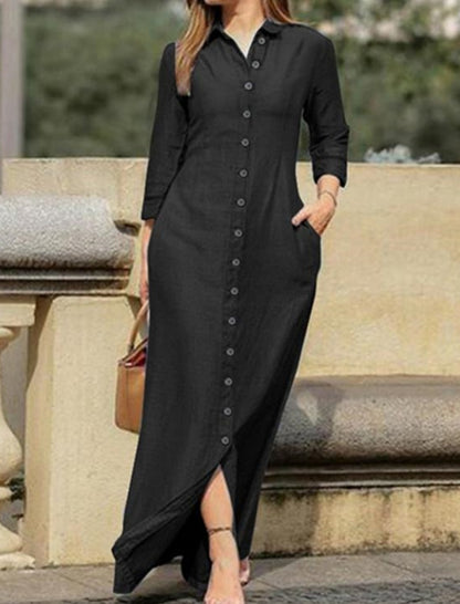 Button-Up Maxi Shirt Dress