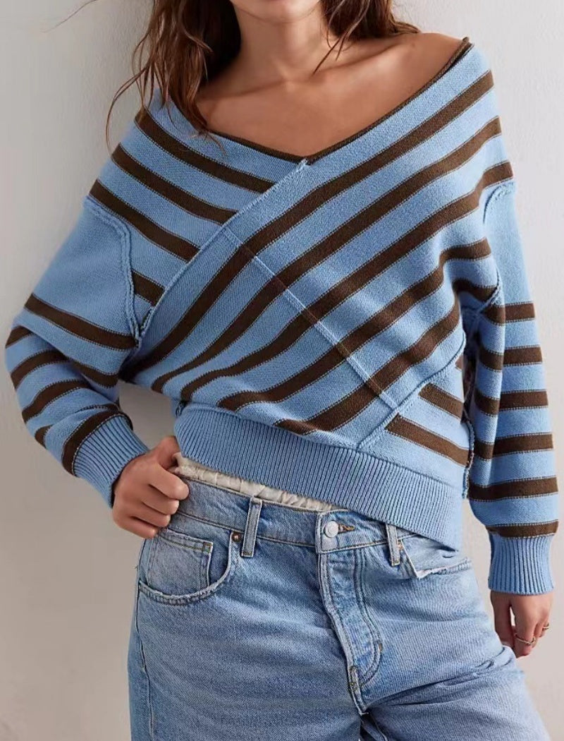 Striped V-neck Sweater