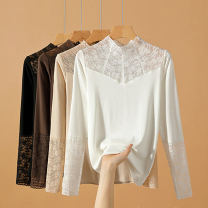 Long Sleeve Lace Mesh Top