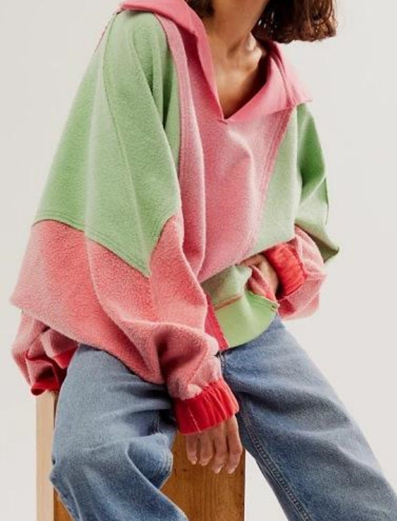 Two-Tone Color Block Hoodie