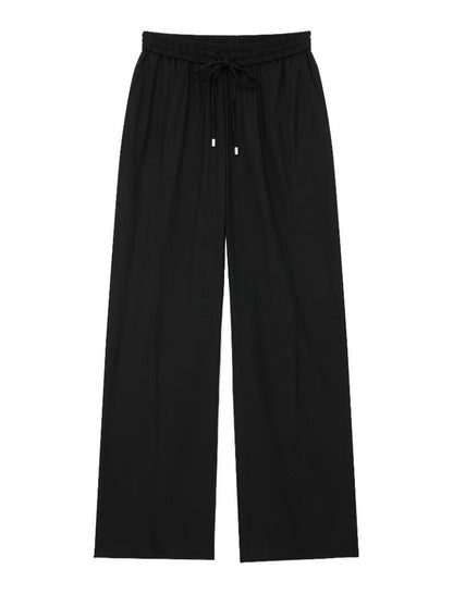 Drawstring Waist Wide-Leg Pants