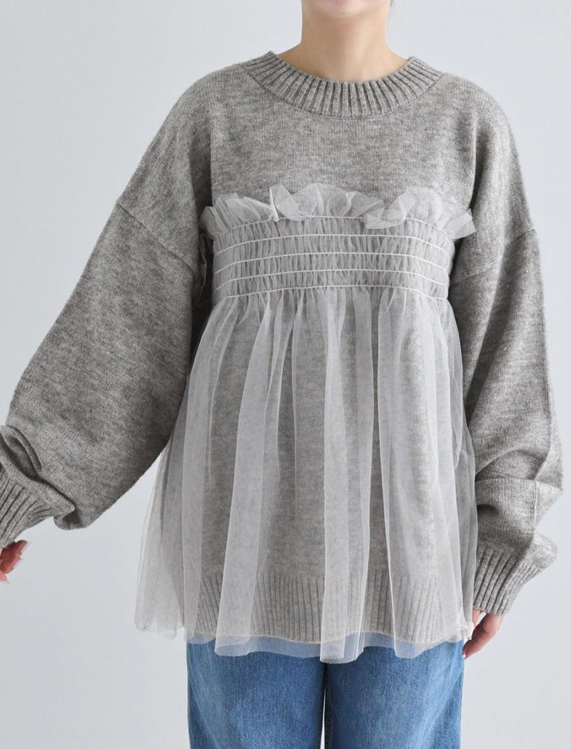 Mesh Patchwork Knitted Sweater