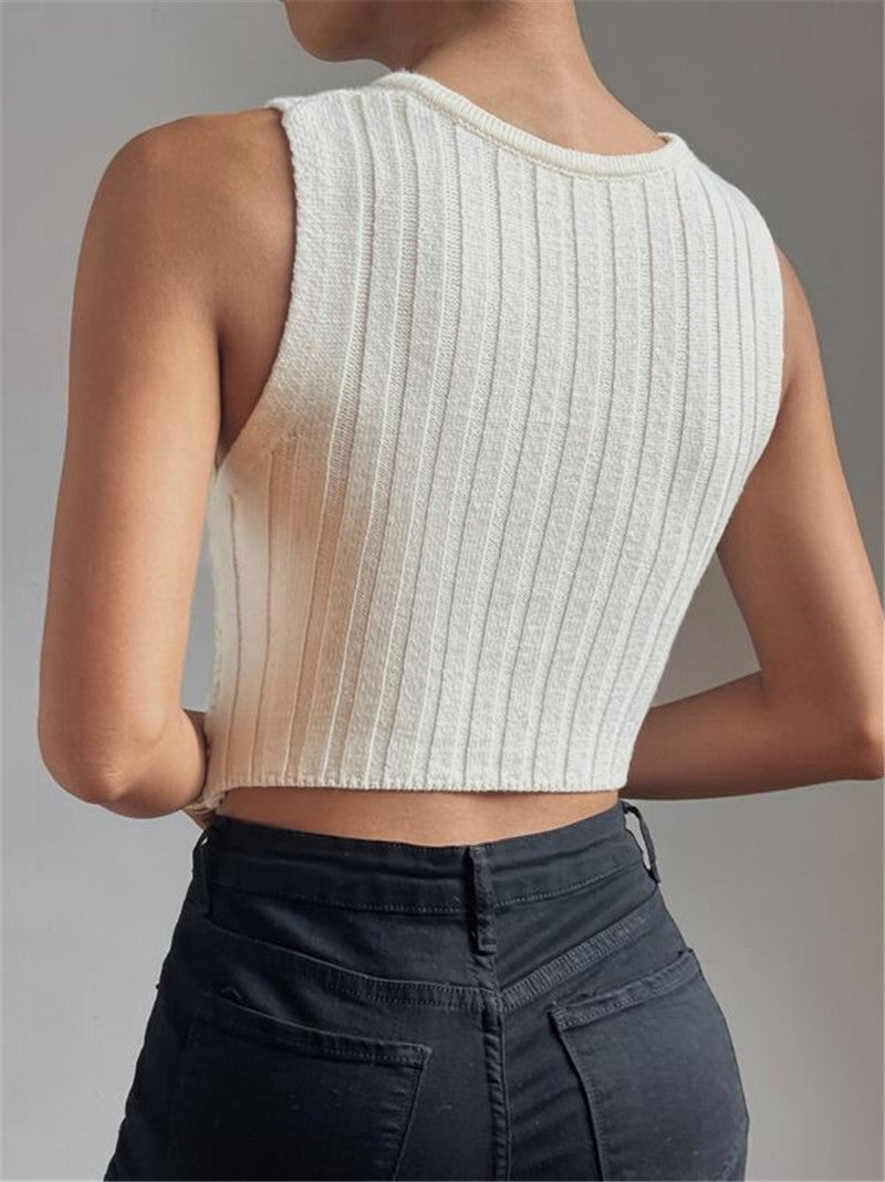 Ribbed Cutout Crop Top