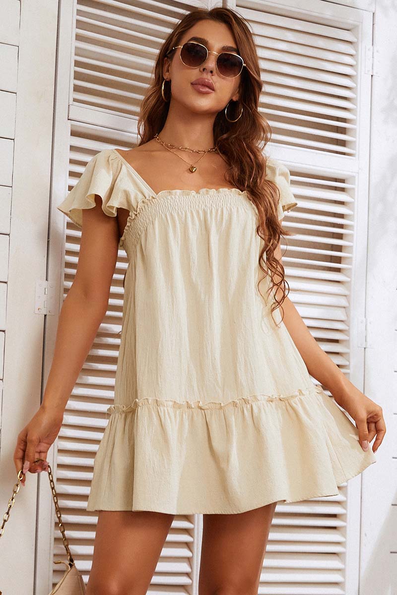 Ruffle Sleeve Tiered Mini Dress