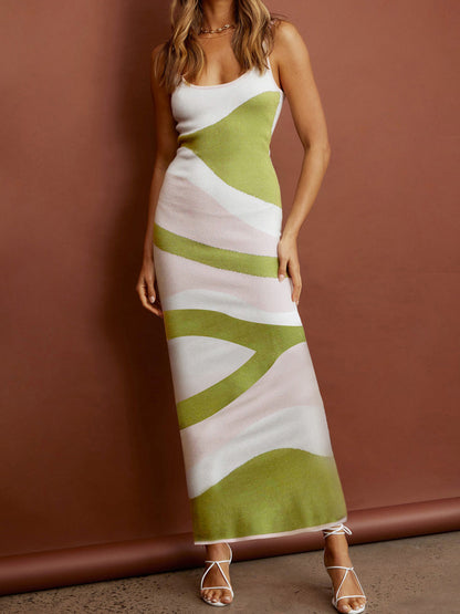 Graphic Print Bodycon Maxi Dress