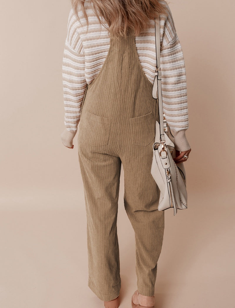 Multi-pocket Corduroy Overalls