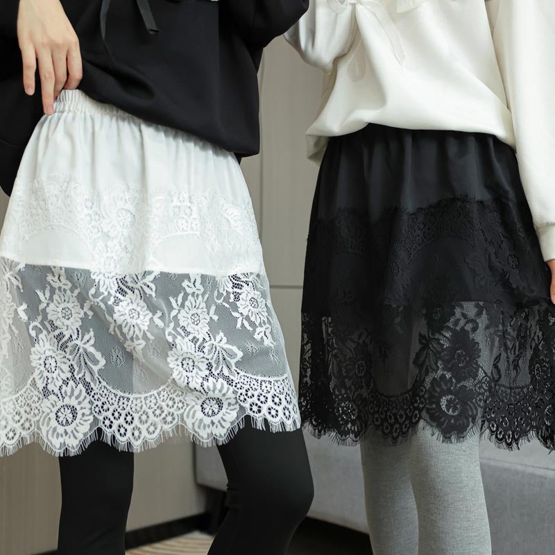 Lace Hem A-Line Mini Skirt