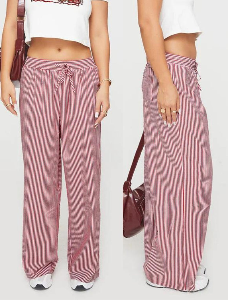 Striped High-Waist Wide-Leg Pants