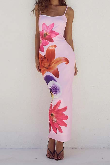 Floral Print Bodycon Maxi Dress