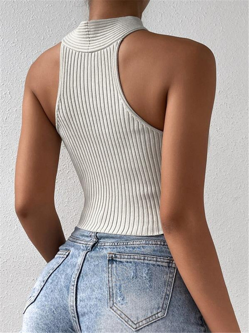 Cross Halter Ribbed Crop Top