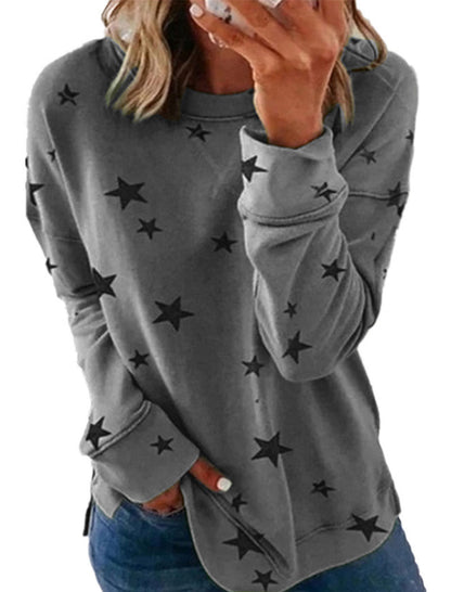 Star Print Oversized Pullover Top