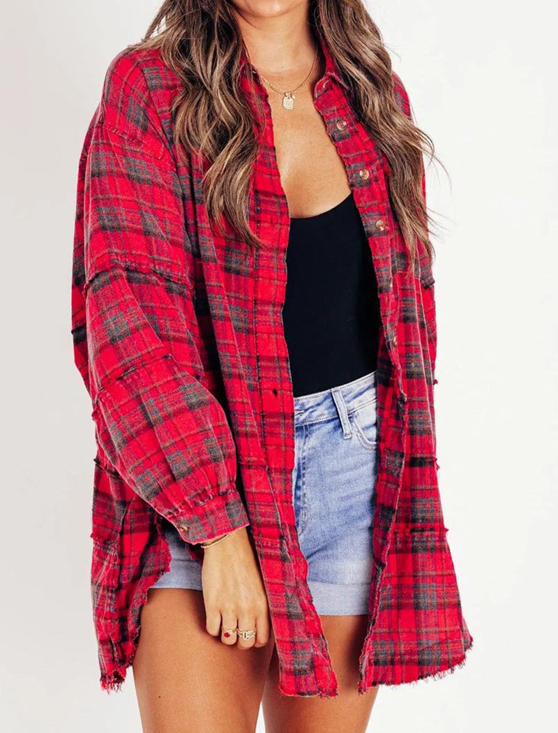 Plaid Oversized Button-Up Shirt