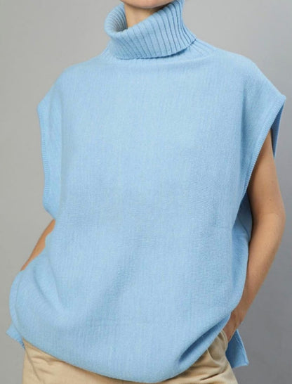 Sleeveless Turtleneck Knit Top