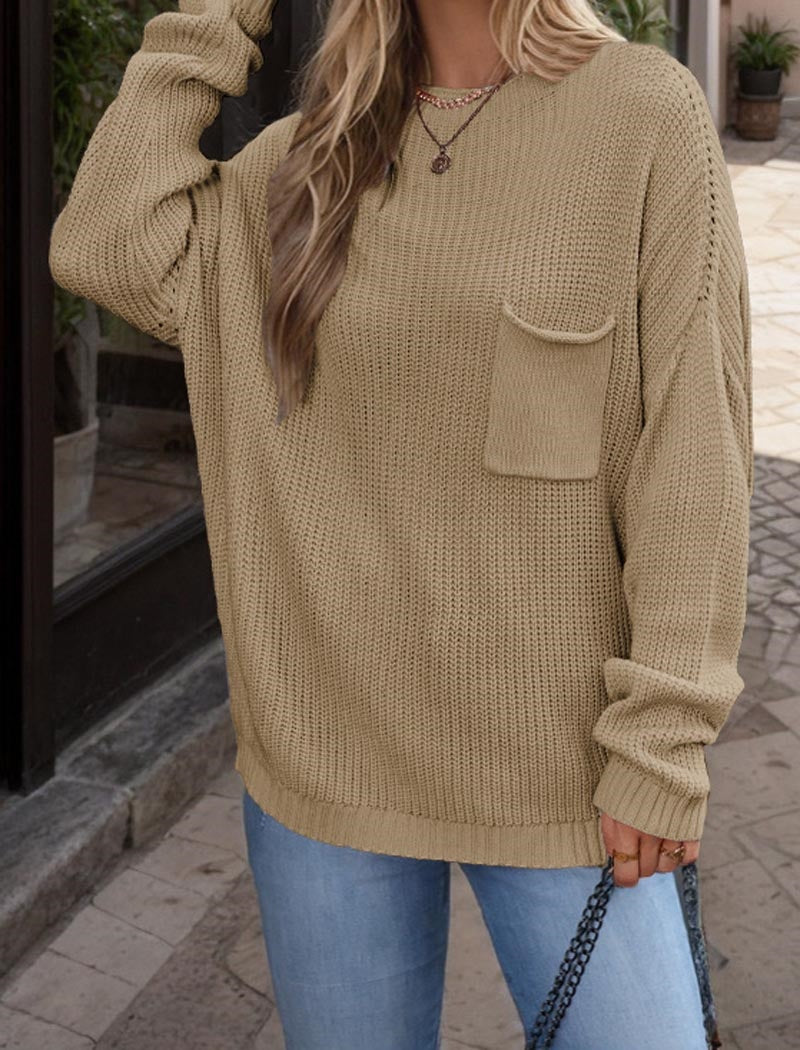 Oversized Knit Sweater with Pocket Detail