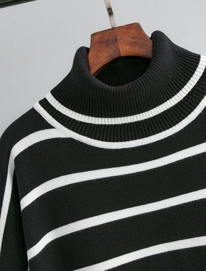 Striped Oversized Turtleneck Sweater