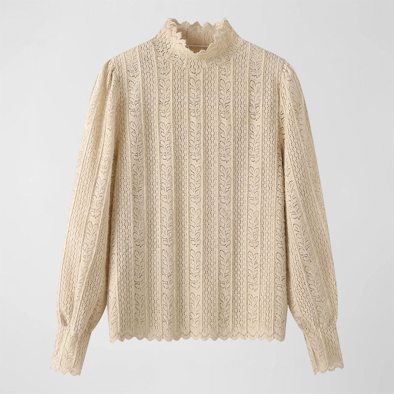 High Neck Lace Knit Sweater