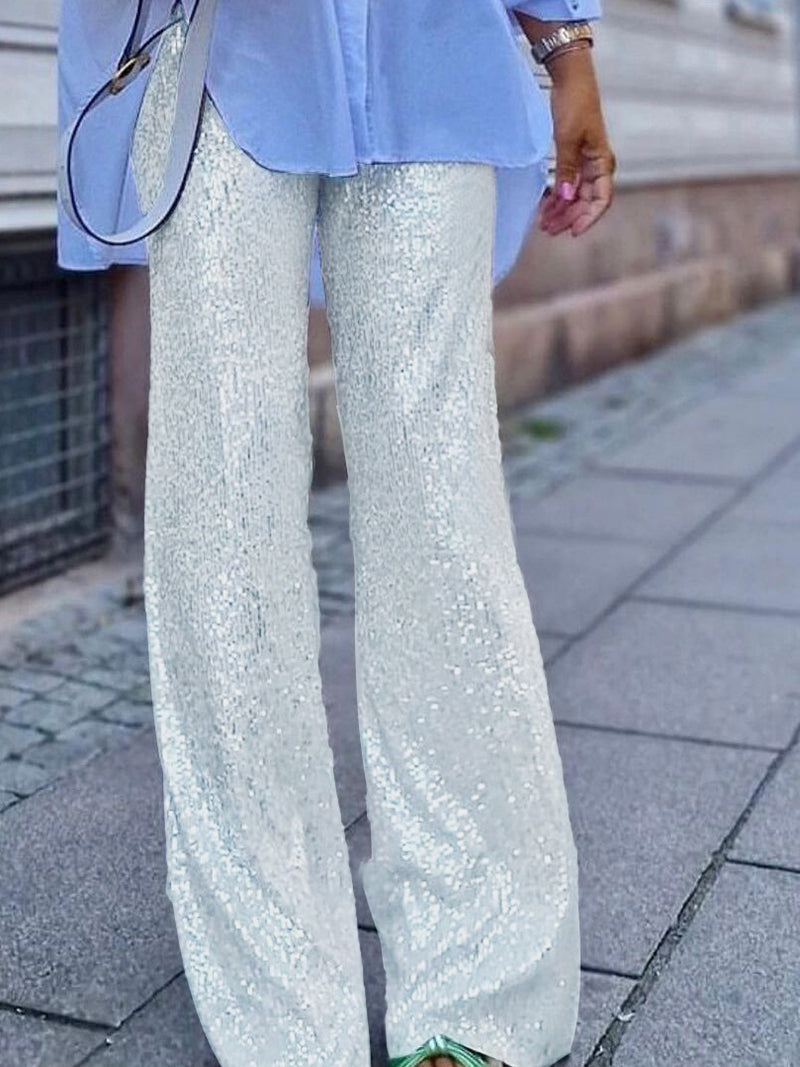 Sequin Wide-Leg Pants