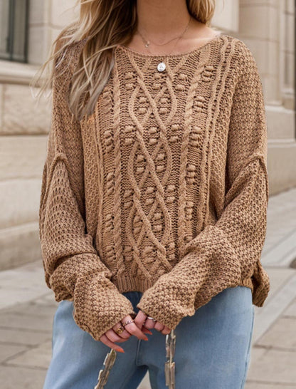 Cable Knit Sweater with Relaxed Fit