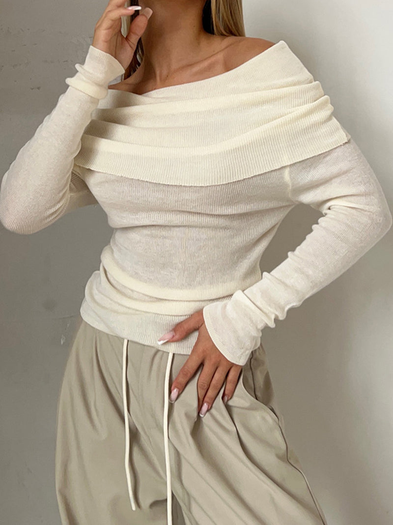 Off-Shoulder Layered Long Sleeve Top