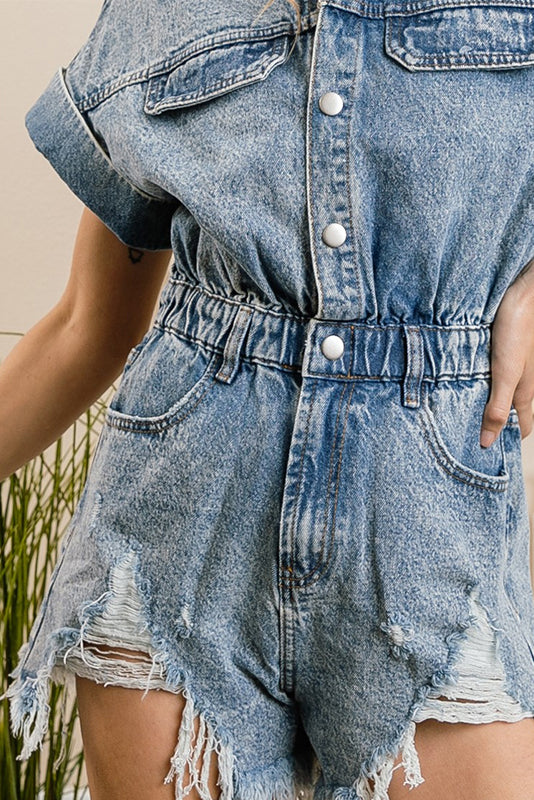 Distressed Denim Romper