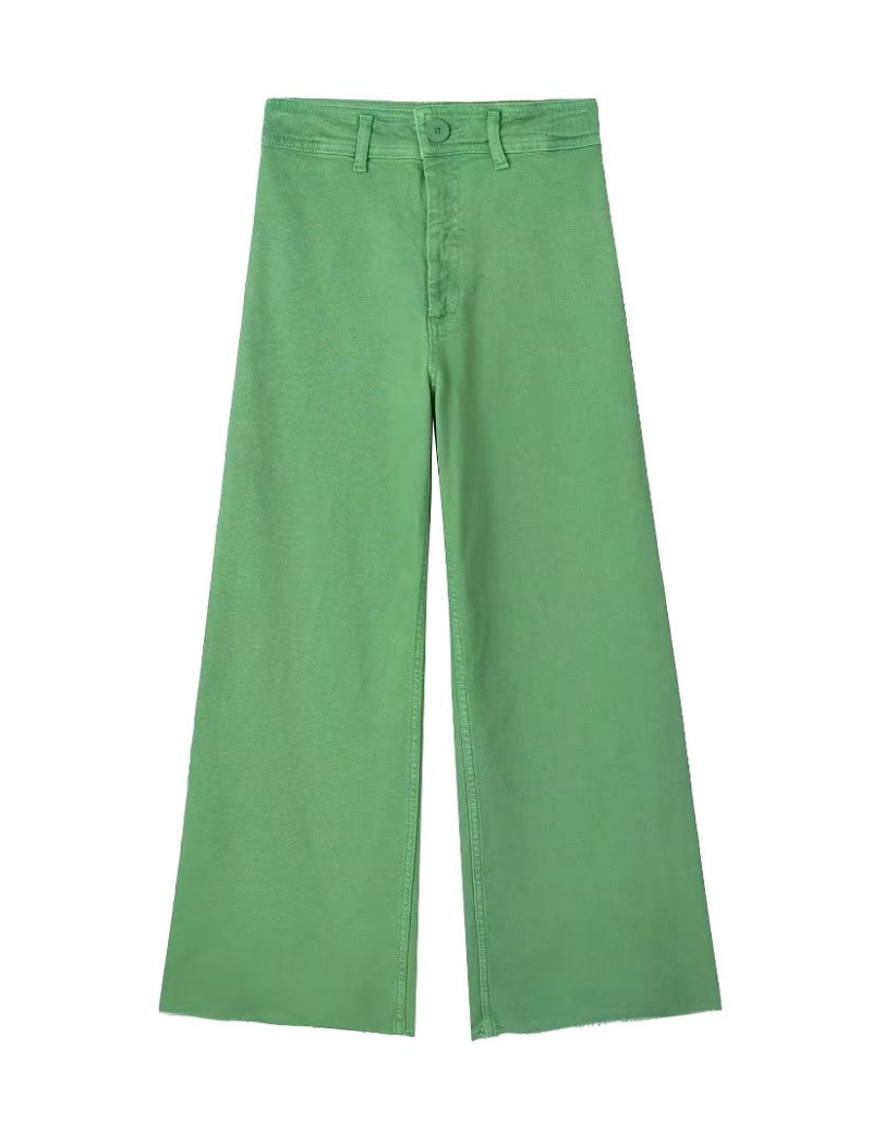 Wide-Leg Casual Denim Pants