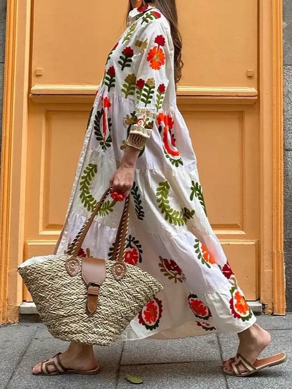 Floral Print Button-Up Maxi Dress