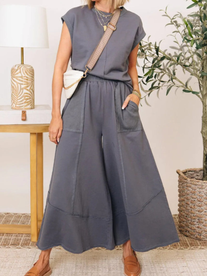 Sleeveless Top and Wide-Leg Pant Set