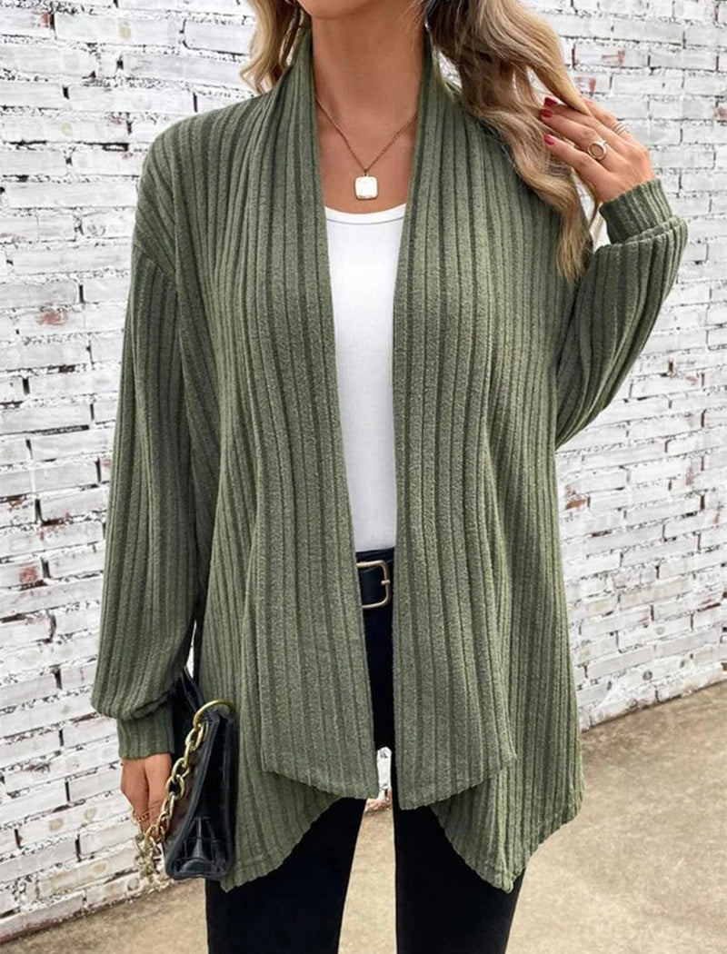 Ribbed Open-Front Cardigan