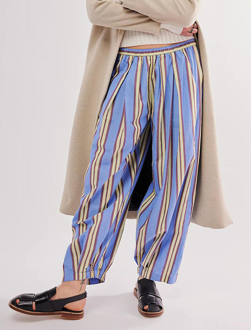 Relaxed Striped Wide-Leg Pants