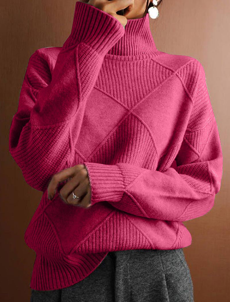 Oversized Turtleneck Knit Pullover