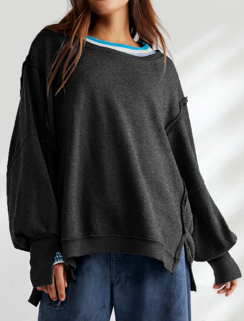 Colorblock Pullover with Contrast Trim