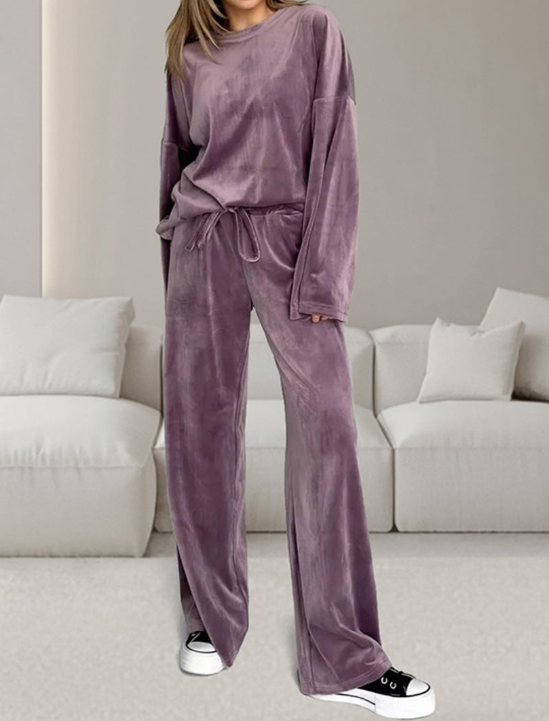 Velvety Lounge Set with Oversized Top