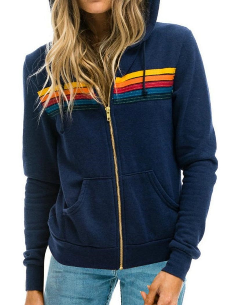 Casual Rainbow Long Sleeve Hoodie