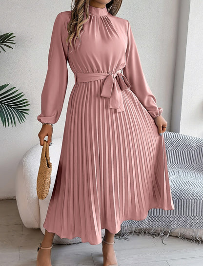 Pleated Dress with Tie Waist