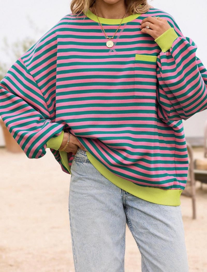 Striped Oversized Long Sleeve Top