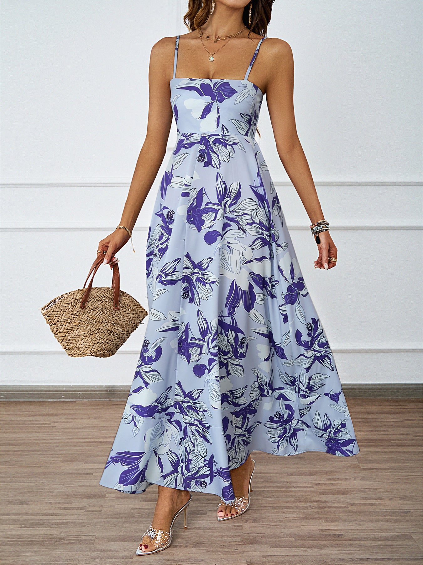 DVL407014D Floral Print Maxi Cami Dress