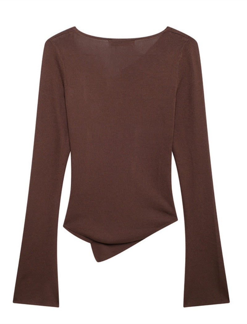 Asymmetrical Buttoned Long Sleeve Top