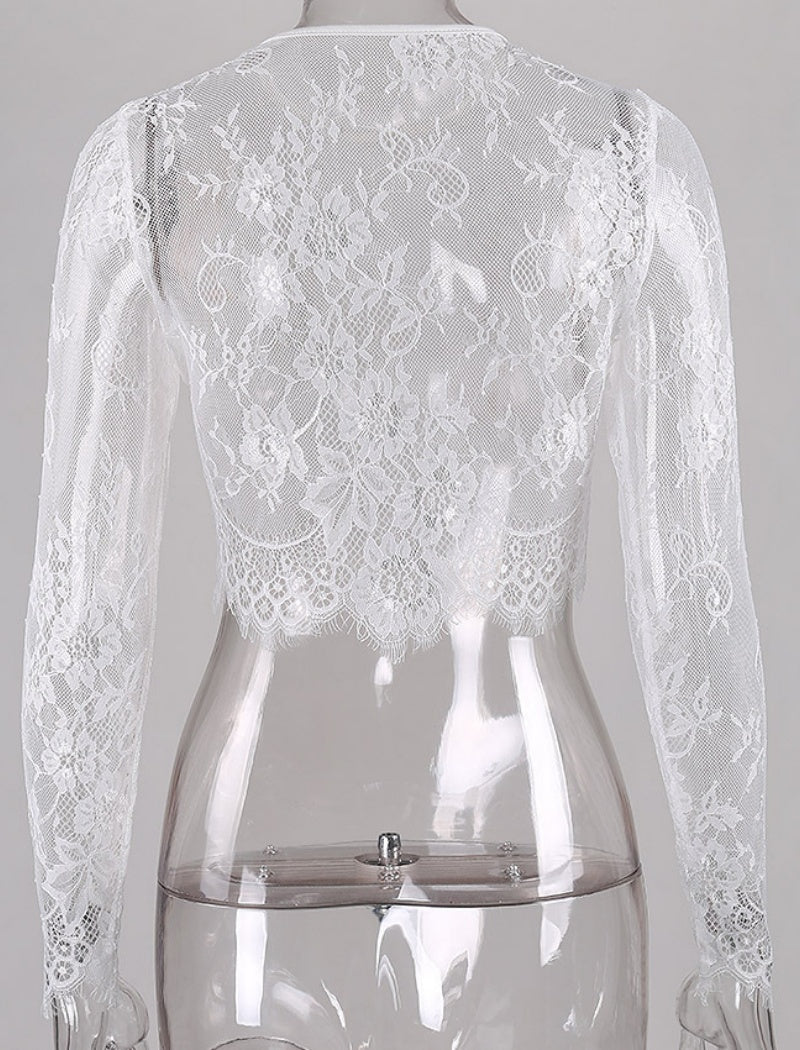 Lace Long Sleeve Crop Top